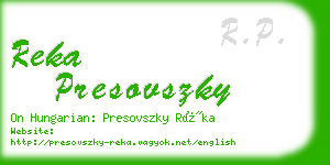 reka presovszky business card